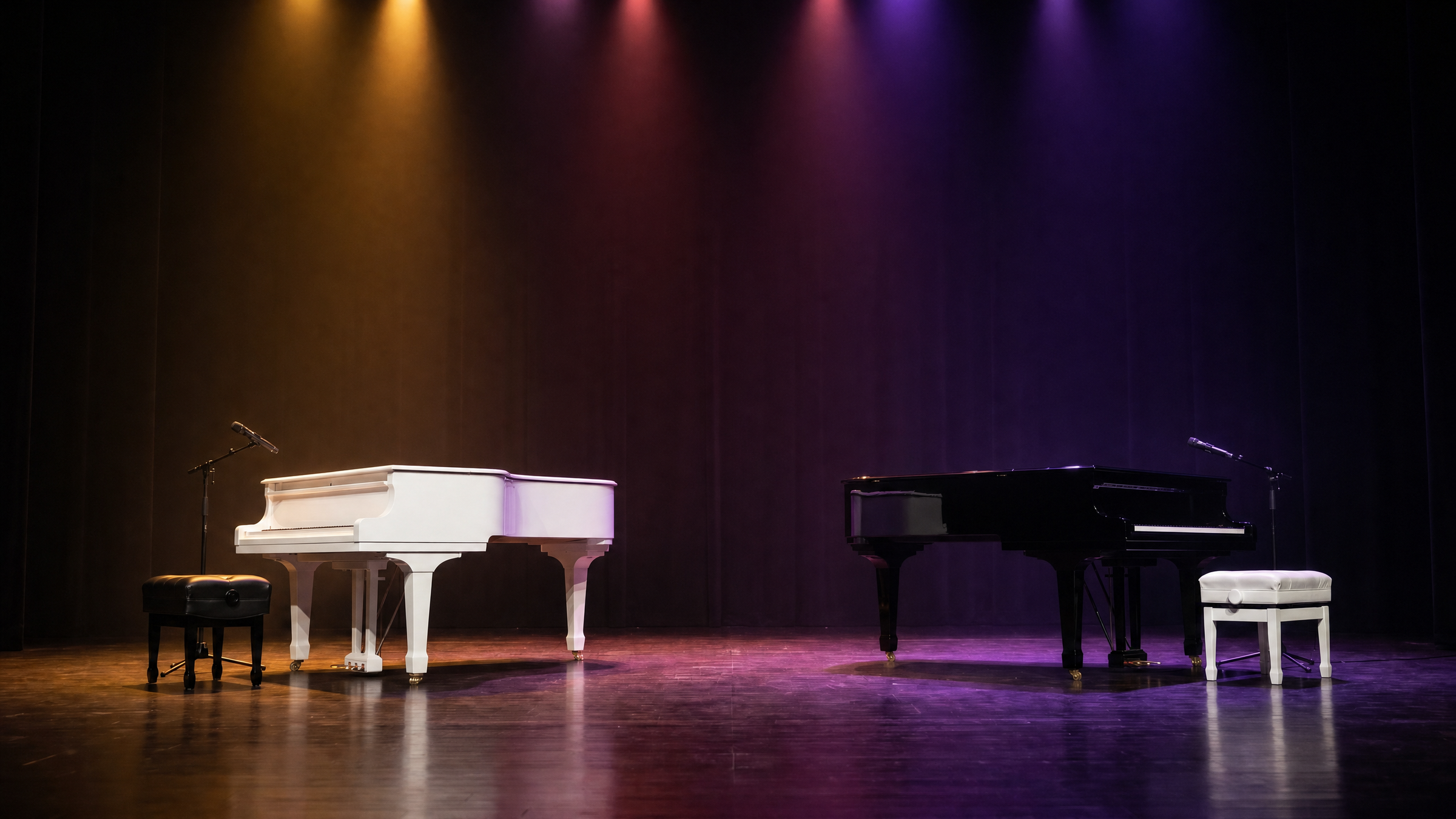 Concert stage with two grand pianos
